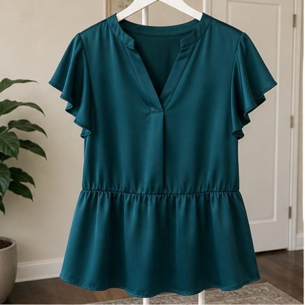 Teal Peplum Top